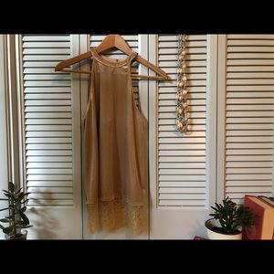 Velvet and Lace Halter Tank Top